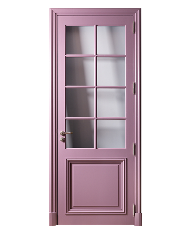 porte haussmannienne rose bois vitree 8 carreaux par atelier Bertoli