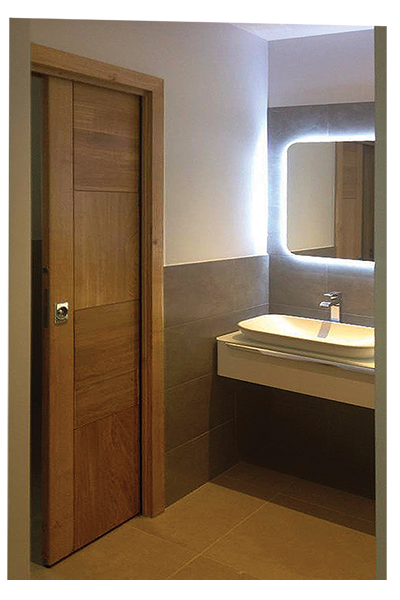 porte damier-coulissante Bertoli mise en situation salle de bain